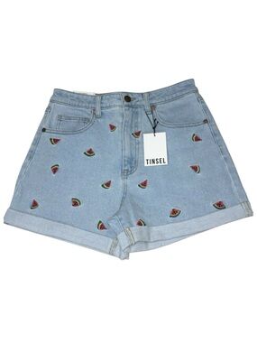Tinsel Watermelon Hi-Rise Mom Shorts Embroidered Blue Jean Women’s 27 NWT